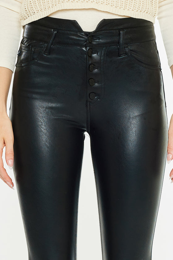 Janet High Rise Faux Leather Ankle Skinny Pants