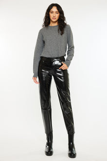  Josephine Faux Leather Mom Fit Pants