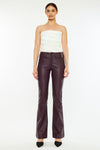 Yoko Mid Rise Faux Leather Bootcut Pants - Official Kancan USA