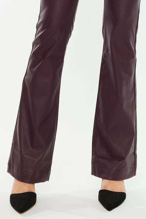 Yoko Mid Rise Faux Leather Bootcut Pants - Official Kancan USA