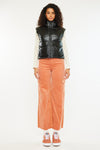 Obsidian Cropped Faux Leather Puffer Vest