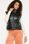 Obsidian Cropped Faux Leather Puffer Vest