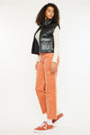 Obsidian Cropped Faux Leather Puffer Vest