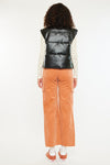 Obsidian Cropped Faux Leather Puffer Vest