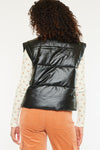 Obsidian Cropped Faux Leather Puffer Vest