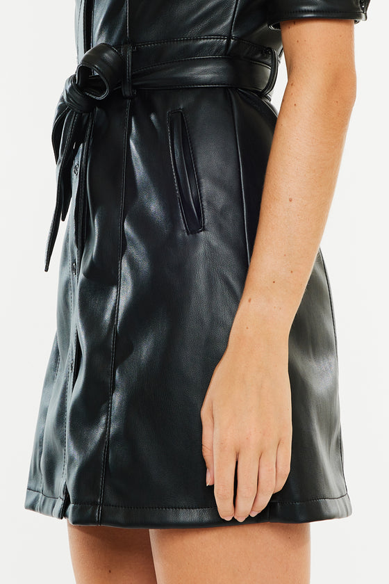 Neva Faux Leather Dress - Official Kancan USA