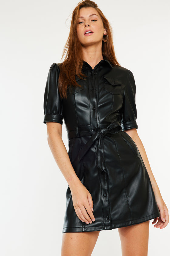 Neva Faux Leather Dress - Official Kancan USA