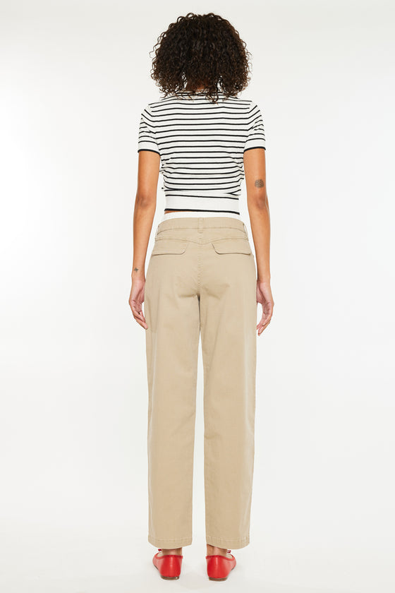 Francine Mid Rise Double Waistband Straight Pants