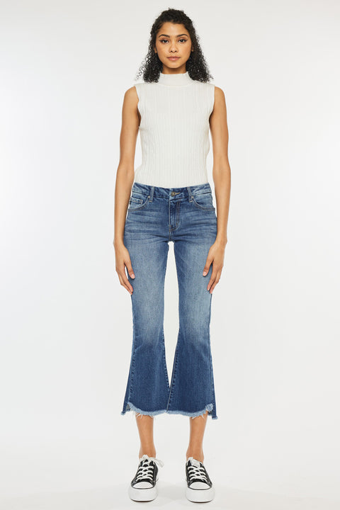 Aida Mid Rise Cropped Flare Jeans - Official Kancan USA