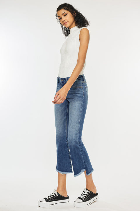 Aida Mid Rise Cropped Flare Jeans - Official Kancan USA