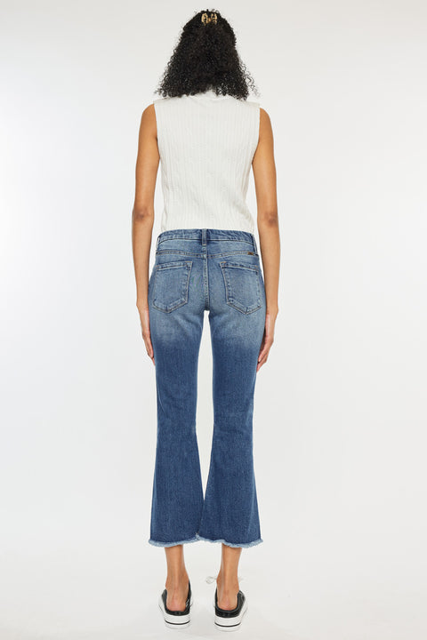 Aida Mid Rise Cropped Flare Jeans - Official Kancan USA