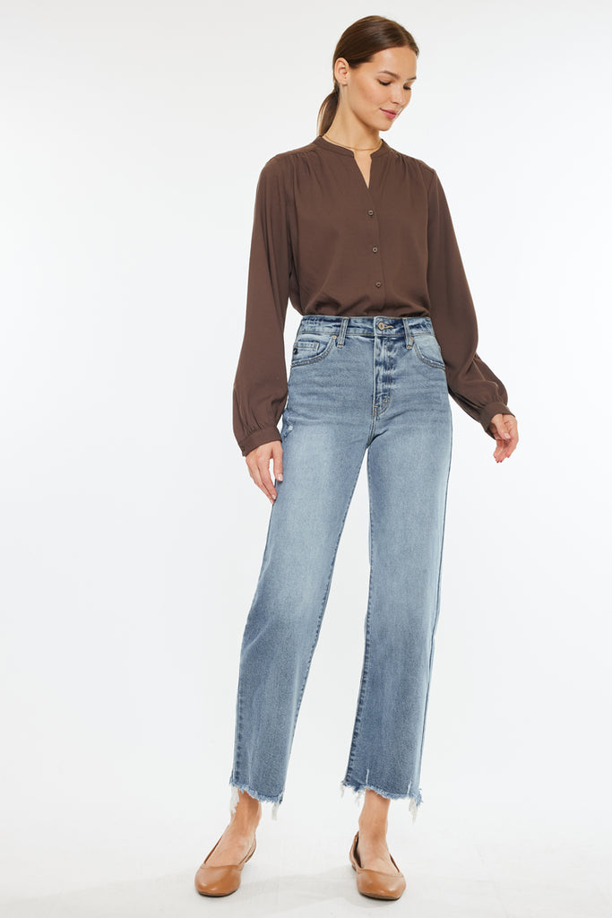 Violet High Rise Slim Wide Leg Jeans