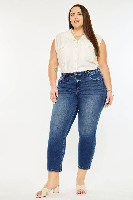 Candice Mid Rise Slim Straight Fit Jeans (Plus Size)