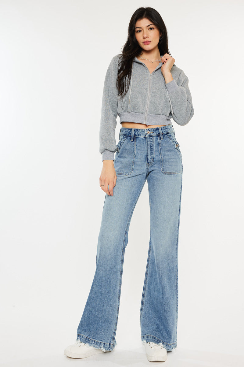 The Josey ~ Distressed Wide Leg Jeans – L Trading