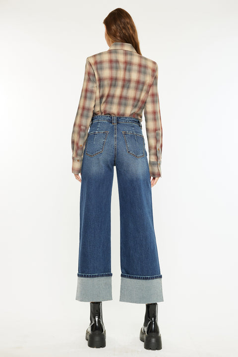 Beanie High Rise Ankle Wide Leg Jeans