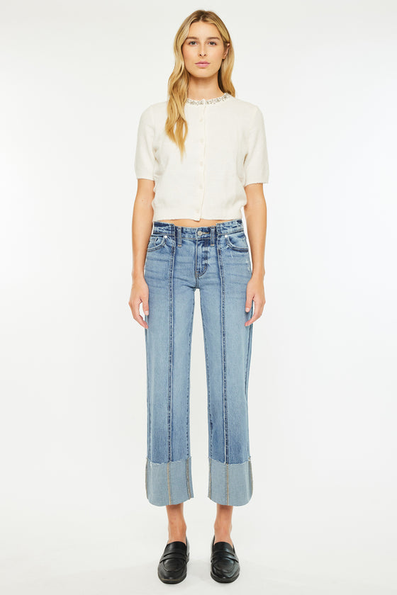 Margret Mid Rise Cropped Wide Leg Jeans