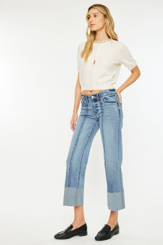 Margret Mid Rise Cropped Wide Leg Jeans