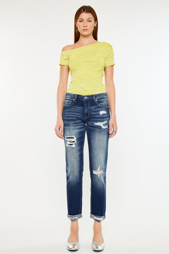 Alena Mid Rise Slim Boyfriend Jeans