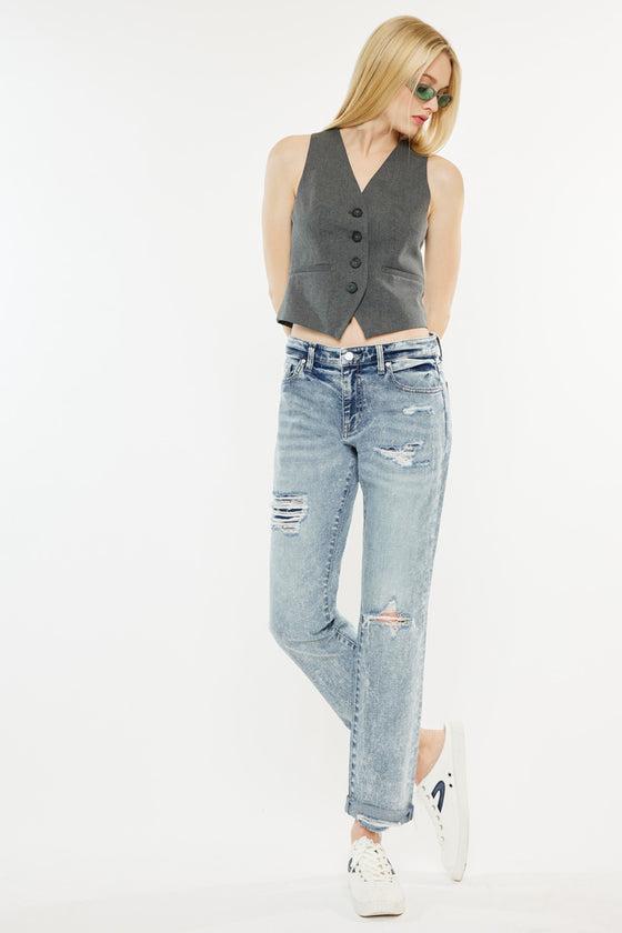 Alena Mid Rise Slim Boyfriend Jeans - Official Kancan USA