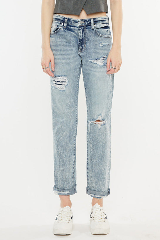 Alena Mid Rise Slim Boyfriend Jeans - Official Kancan USA