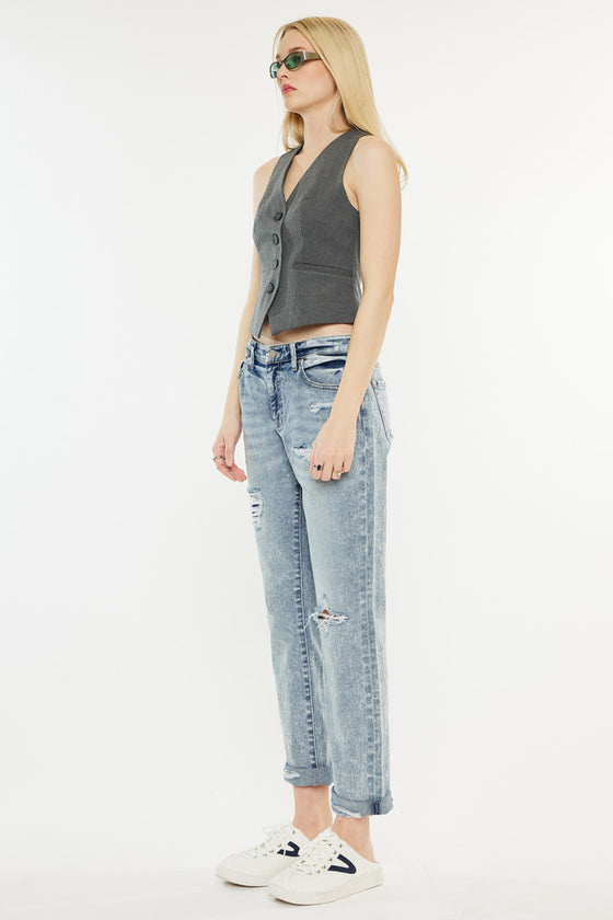 Alena Mid Rise Slim Boyfriend Jeans - Official Kancan USA