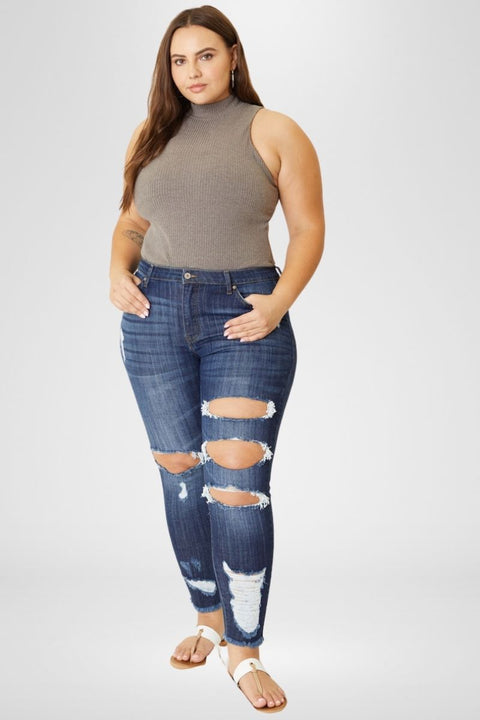 Penny Mid Rise Ankle Skinny Jeans (Plus Size) - Official Kancan USA