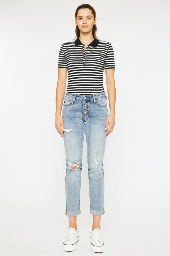 Clarie Mid Rise Boyfriend Jeans - Official Kancan USA