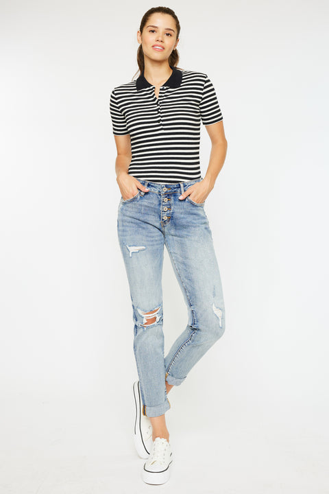 Clarie Mid Rise Boyfriend Jeans - Official Kancan USA