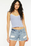 Beren Mid Rise Distressed Shorts