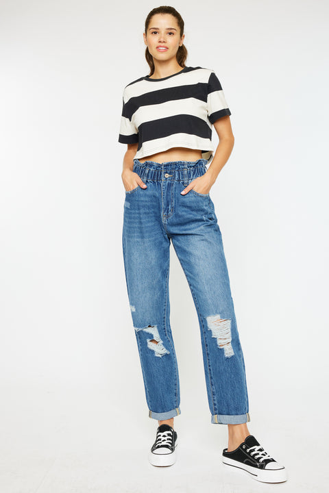 Olivia Ultra High Rise Paperbag Boyfriend Jeans - Official Kancan USA