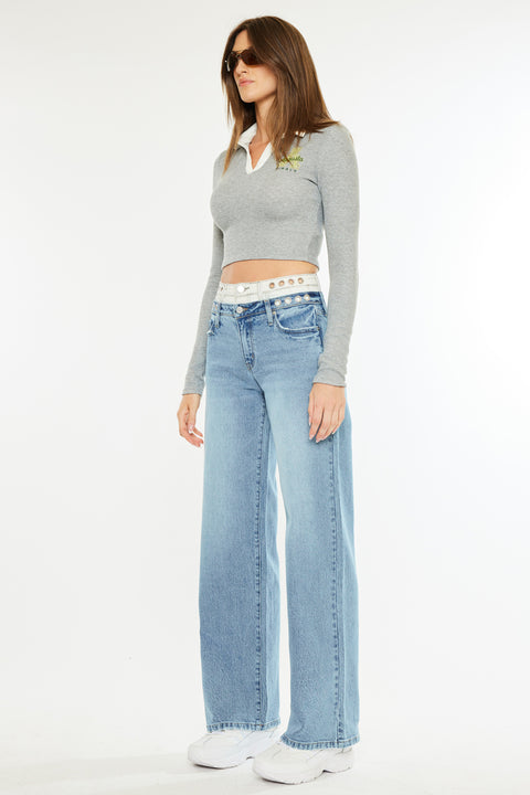 Caitlin High Rise Wide Leg Jeans