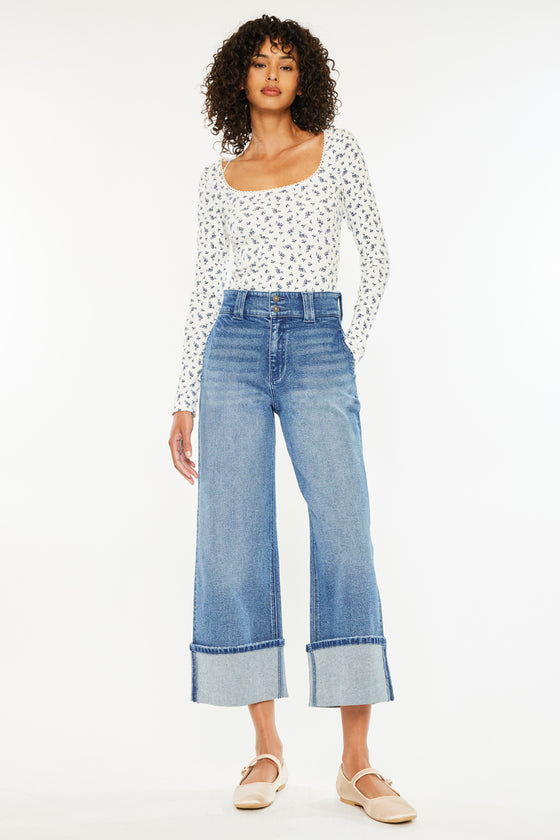 Irna 90's Cropped Wide Leg Jeans