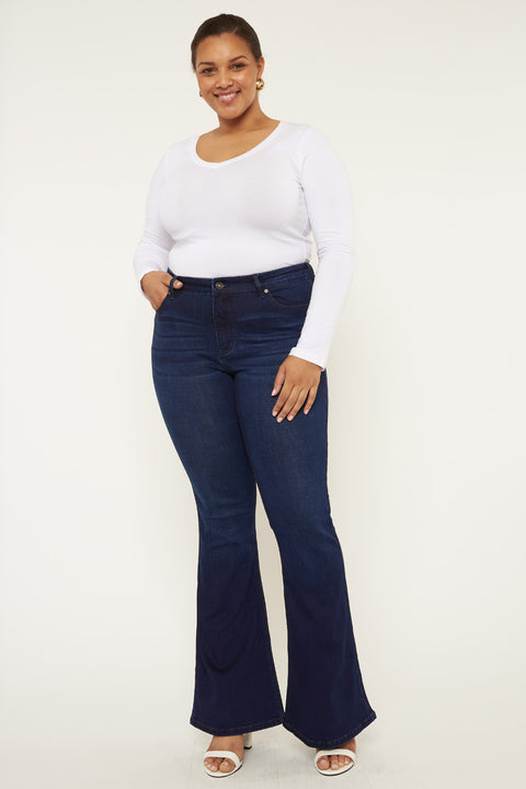 Darcy Mid Rise Flare Jeans (Petite Plus) - Official Kancan USA