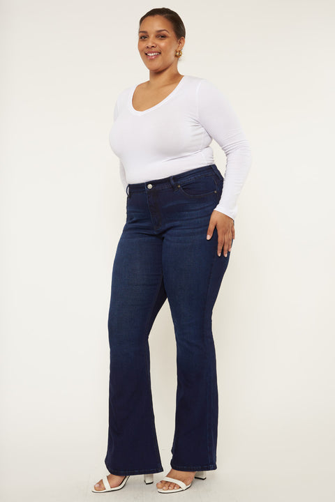 Darcy Mid Rise Flare Jeans (Petite Plus) - Official Kancan USA