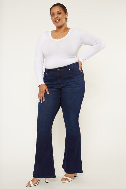 Darcy Mid Rise Flare Jeans (Petite Plus) - Official Kancan USA