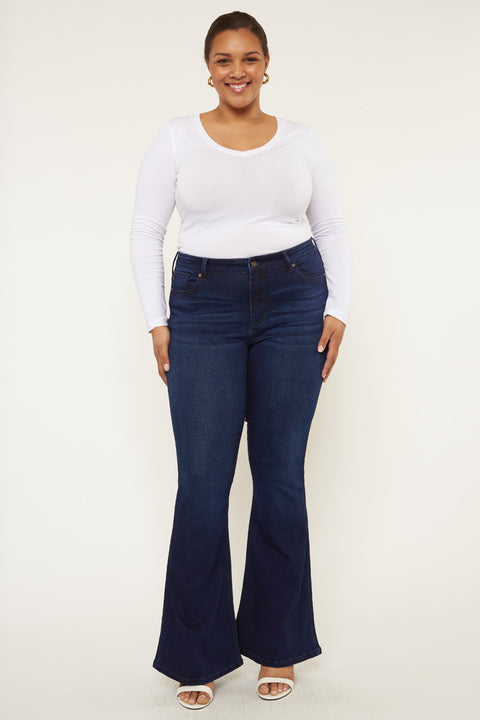 Darcy Mid Rise Flare Jeans (Petite Plus) - Official Kancan USA