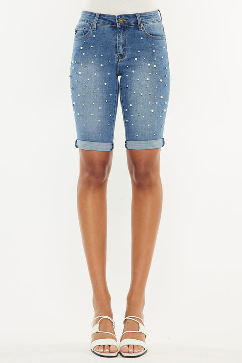 Pearly Mid Rise Bermuda Shorts - Official Kancan USA