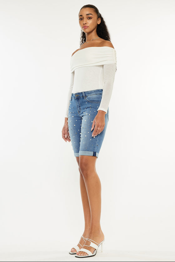 Pearly Mid Rise Bermuda Shorts - Official Kancan USA