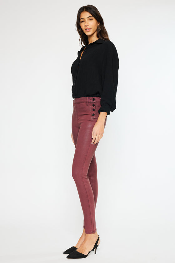 Georgie High Rise Coated Super Skinny Jeans - Official Kancan USA