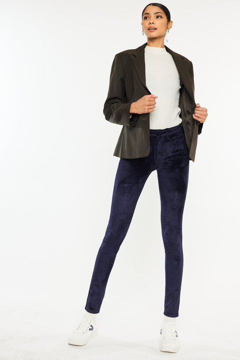 Ginny Mid Rise Velvet Ankle Skinny Pants - Official Kancan USA