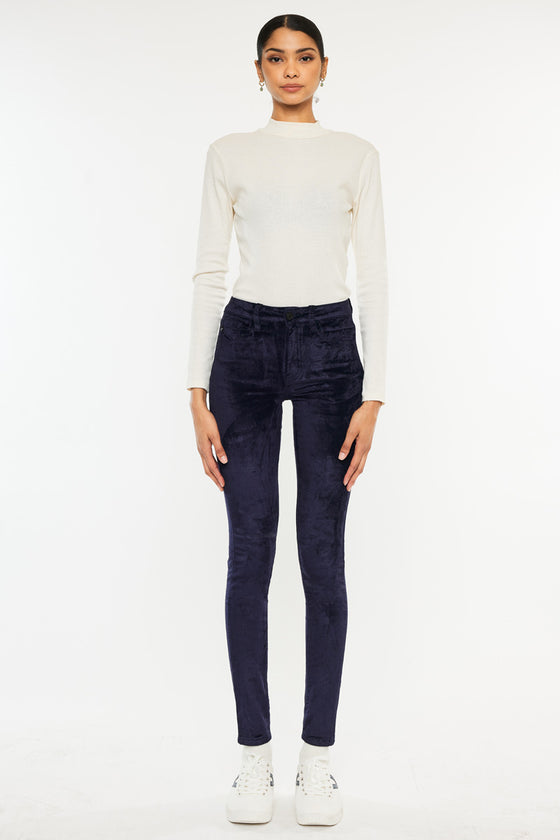 Ginny Mid Rise Velvet Ankle Skinny Pants - Official Kancan USA