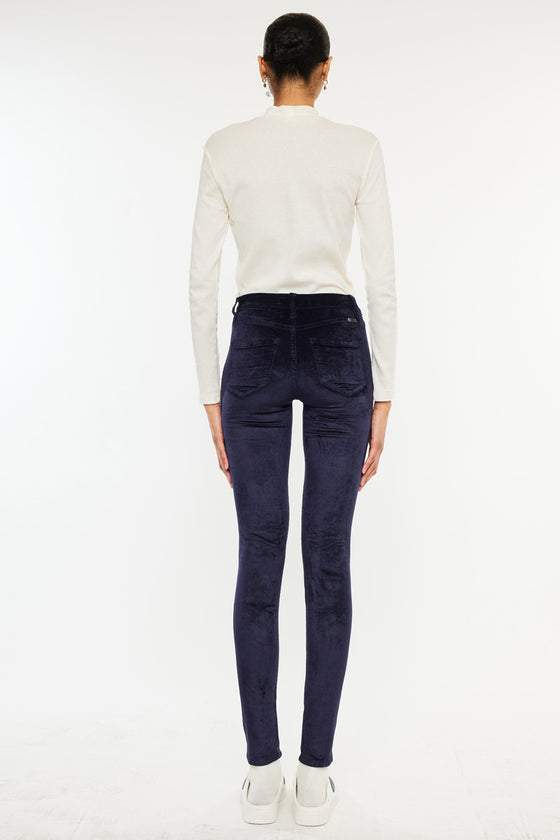 Ginny Mid Rise Velvet Ankle Skinny Pants - Official Kancan USA