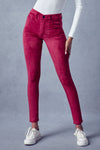 Ginny Mid Rise Velvet Ankle Skinny Pants - Official Kancan USA