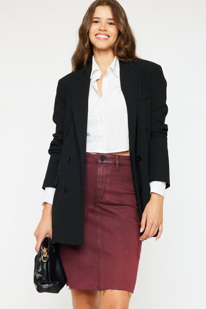 Zane High Rise Coated Midi Skirt - Official Kancan USA