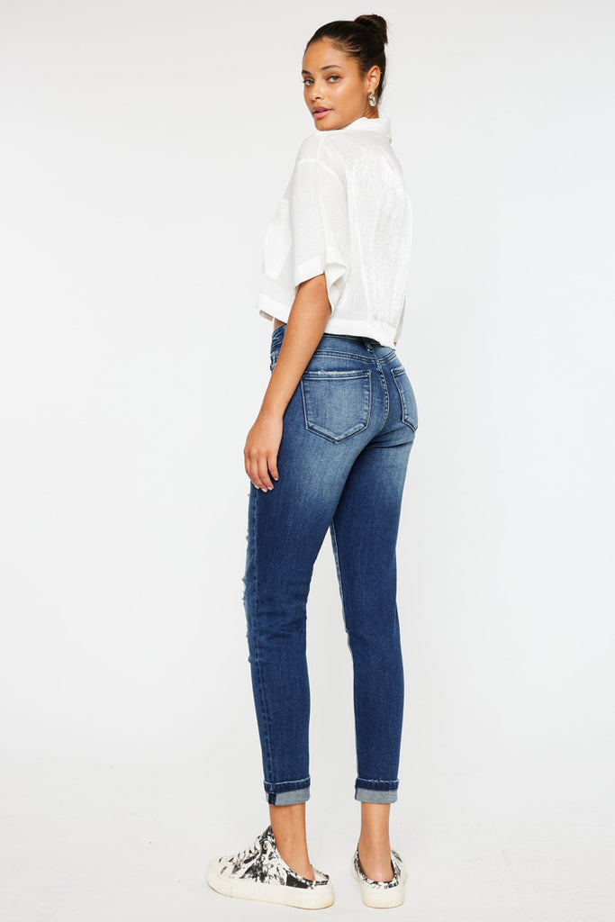 Coco Mid Rise Patched Ankle Skinny Jeans - Official Kancan USA