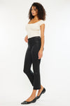 Rosé High Rise Faux Leather Kick-Flare Pants