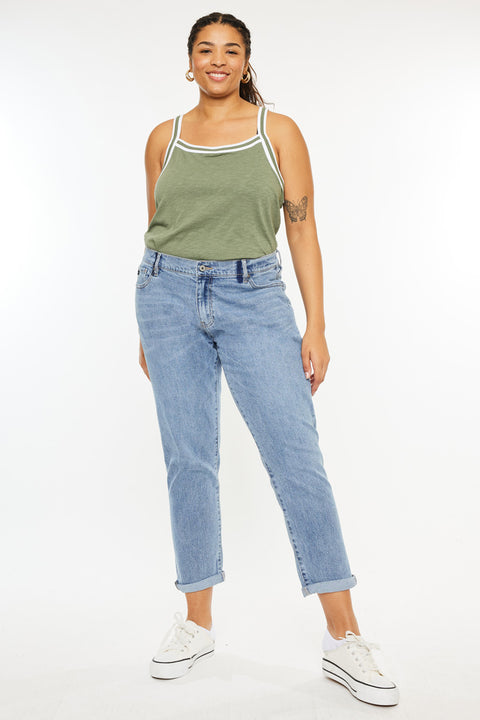 Carmelita  Mid Rise Slim Boyfriend Jeans (Plus Size) - Official Kancan USA