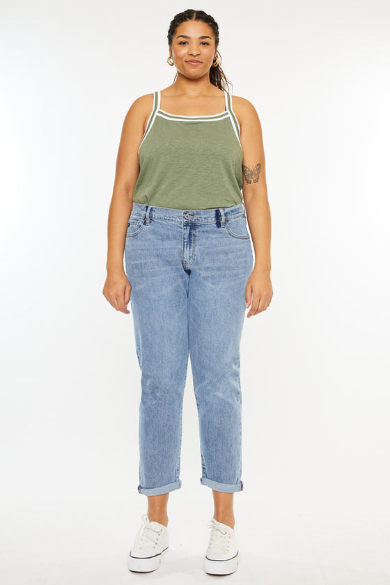 Carmelita  Mid Rise Slim Boyfriend Jeans (Plus Size) - Official Kancan USA