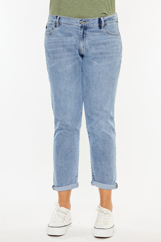 Carmelita  Mid Rise Slim Boyfriend Jeans (Plus Size) - Official Kancan USA