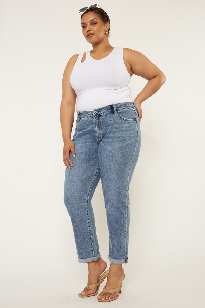 Carmelita Mid Rise Slim Boyfriend Jeans (Plus Size) – Official Kancan USA